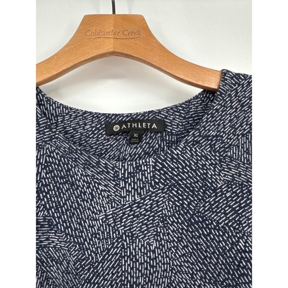 Athleta Santorini High Neck Dress Navy Print knit sleeveless womens size XL - Picture 3 of 5